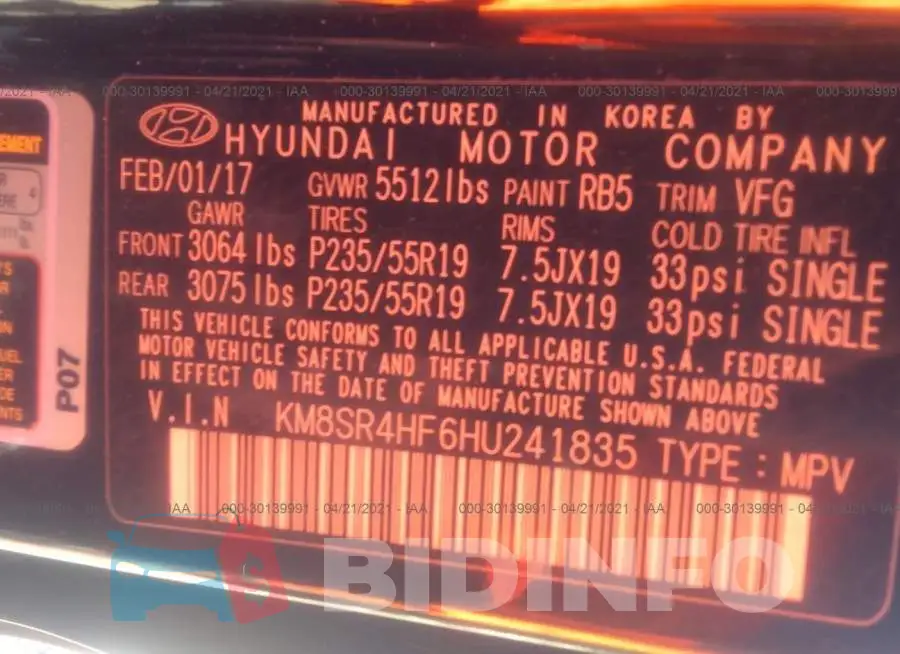 KM8SR4HF6HU241835 Photo# 9