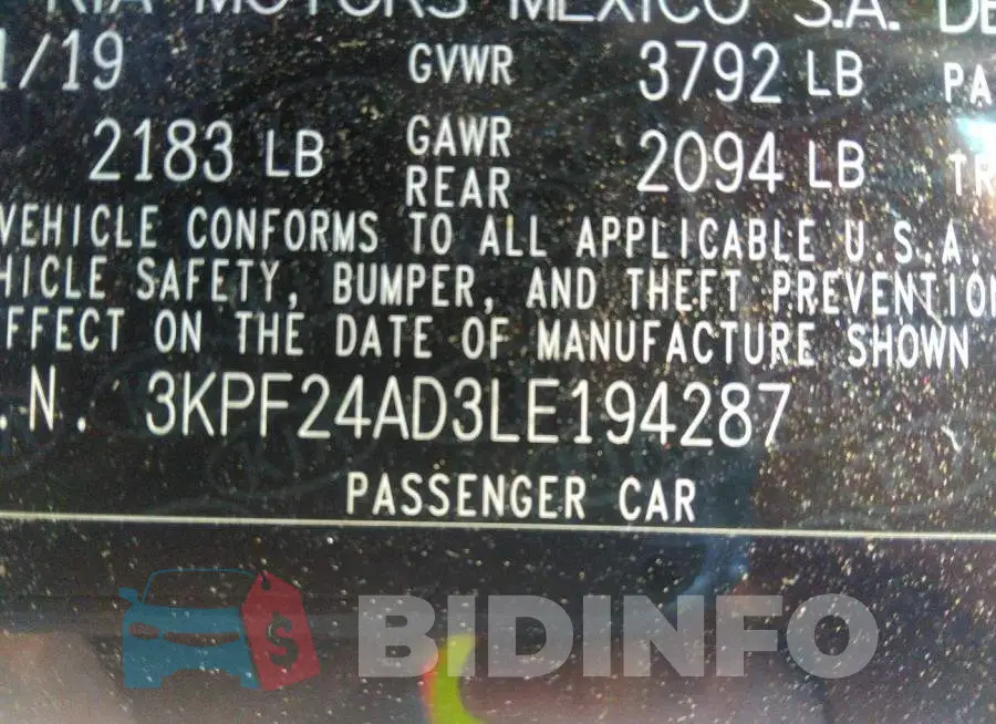 3KPF24AD3LE194287 Photo# 9