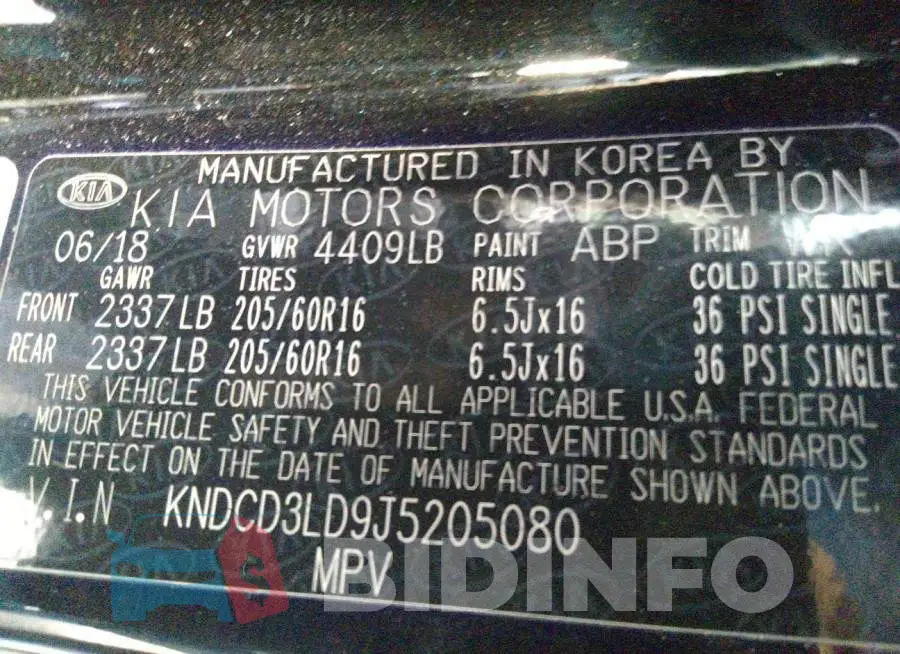 KNDCD3LD9J5205080 Photo# 9
