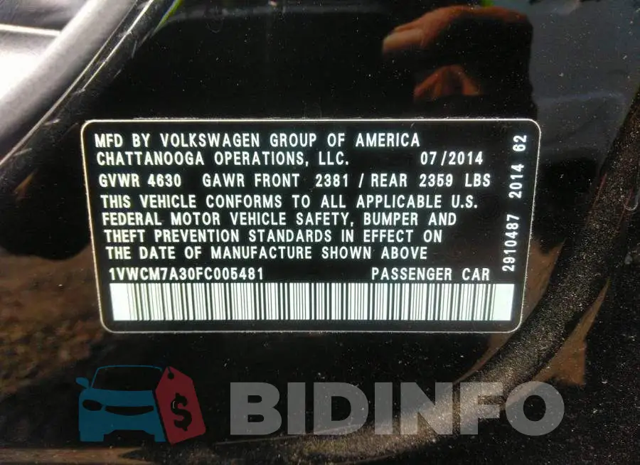 1VWCM7A30FC005481 Photo# 9