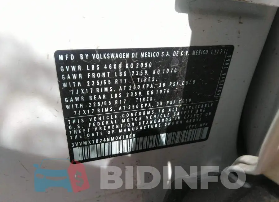 3VVMX7B24NM041886 Photo# 9