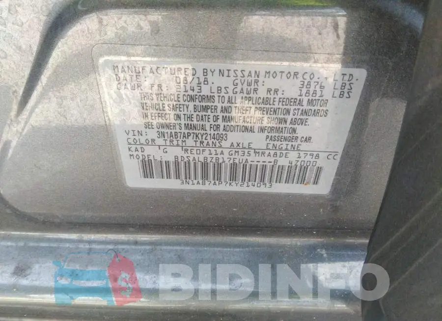 3N1AB7AP7KY214093 Photo# 9