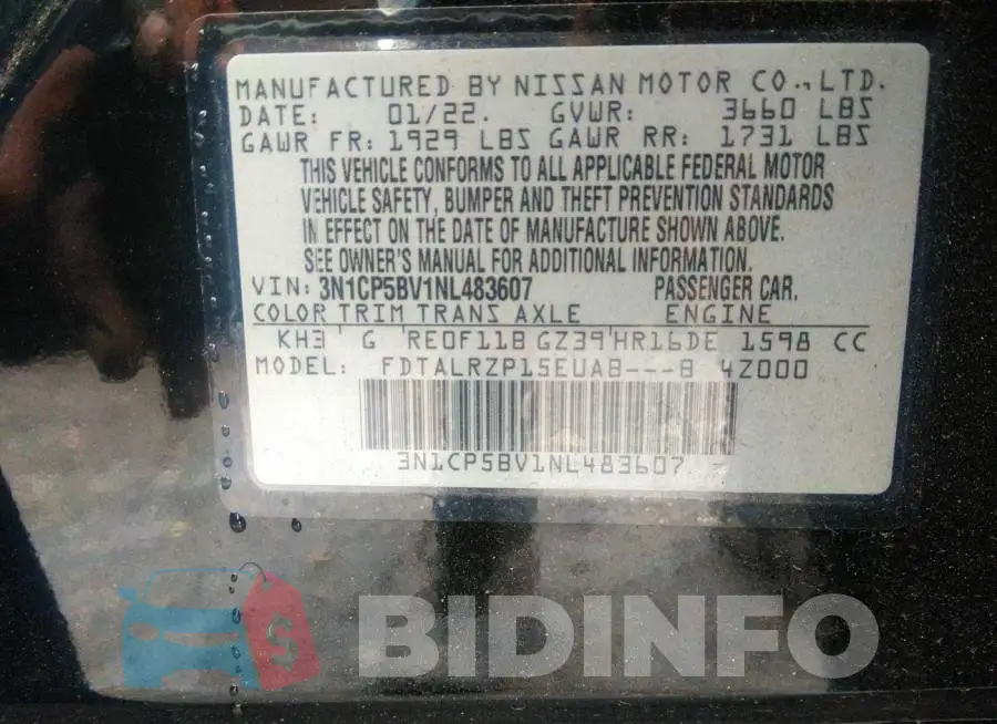 3N1CP5BV1NL483607 Photo# 9