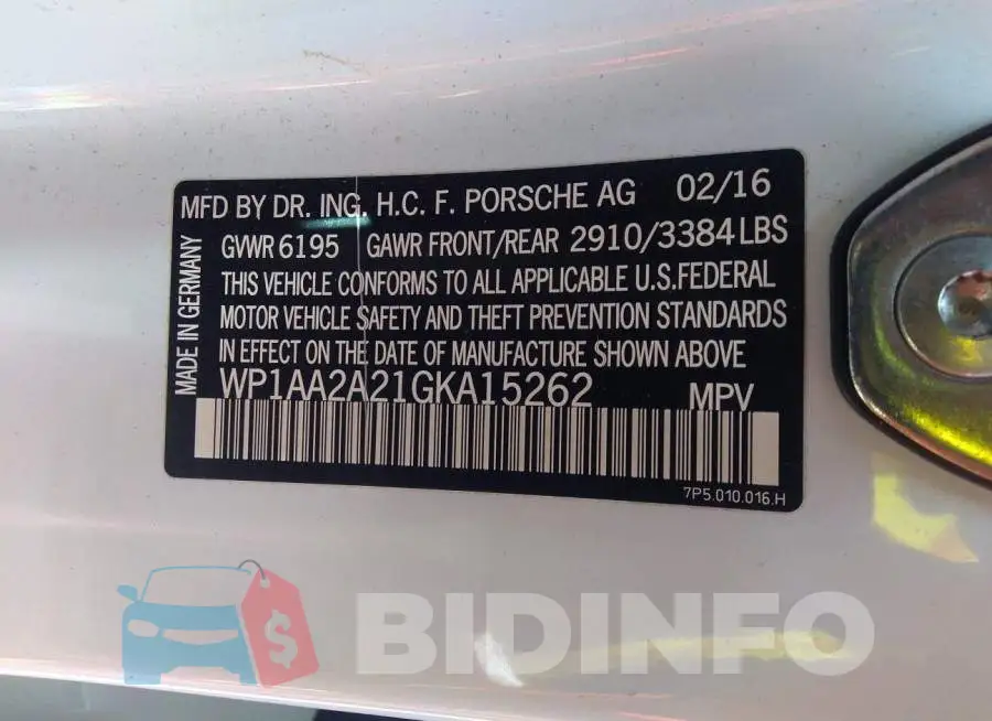 WP1AA2A21GKA15262 Photo# 9