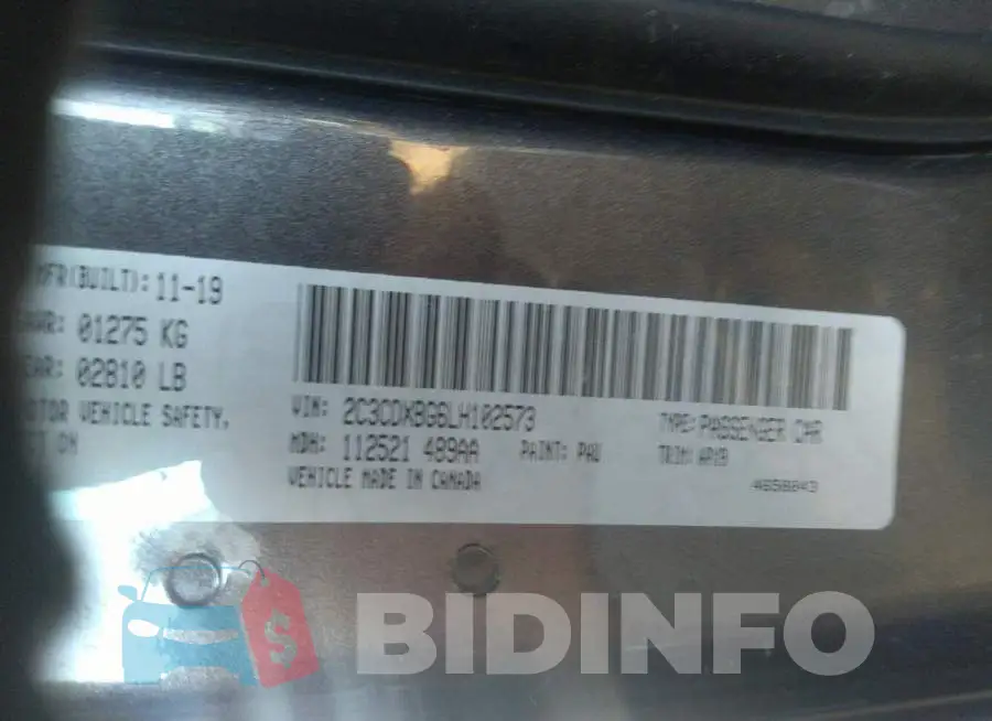 2C3CDXBG6LH102573 Photo# 9