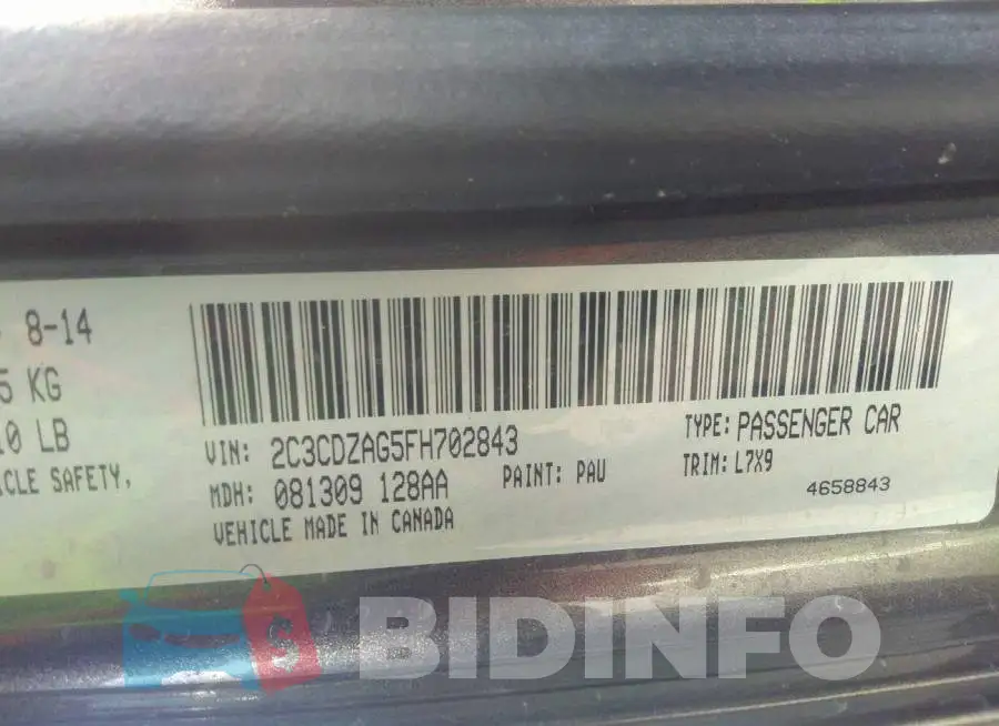 2C3CDZAG5FH702843 Photo# 9