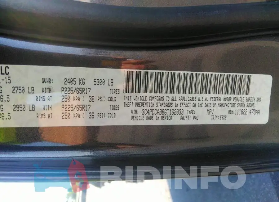 3C4PDCAB8GT162833 Photo# 9