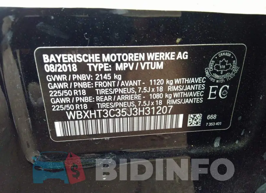 WBXHT3C35J3H31207 Photo# 9
