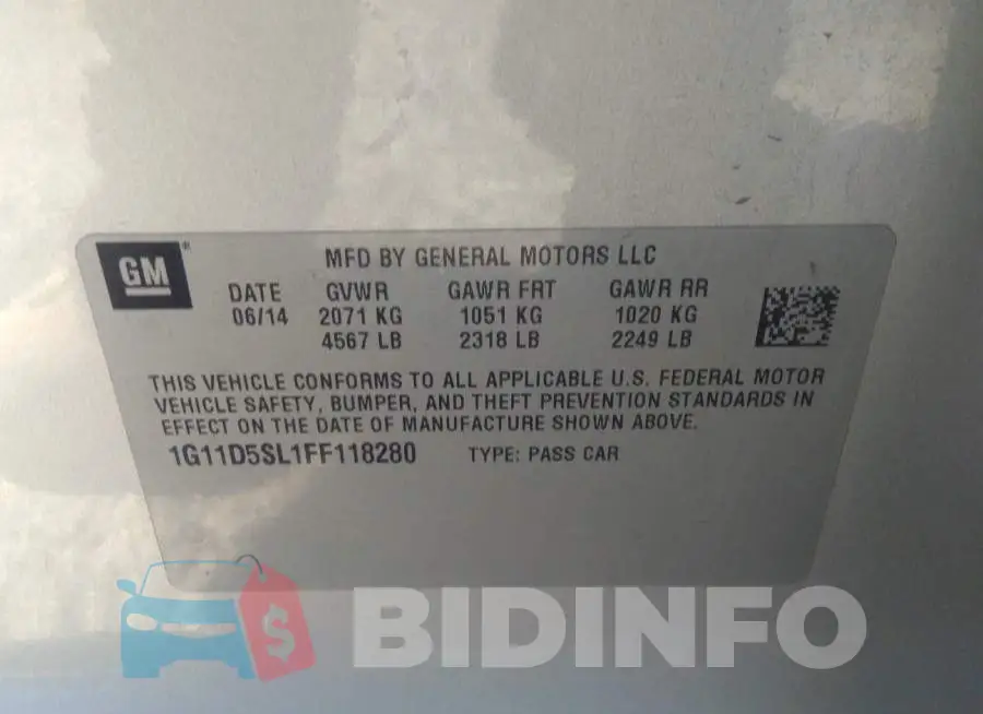 1G11D5SL1FF118280 Photo# 9