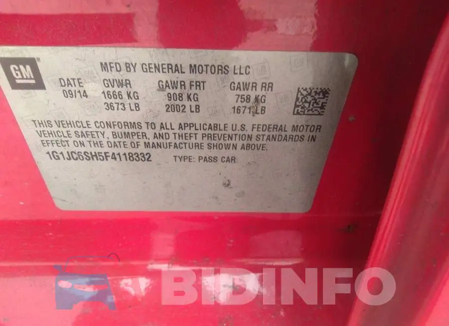 1G1JC6SH5F4118332 Photo# 9
