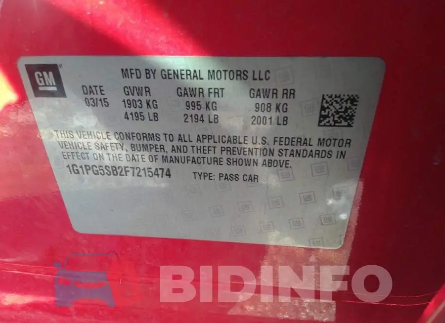 1G1PG5SB2F7215474 Photo# 9