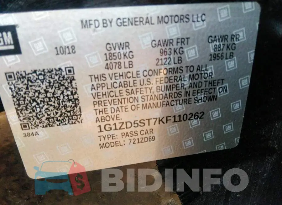 1G1ZD5ST7KF110262 Photo# 9