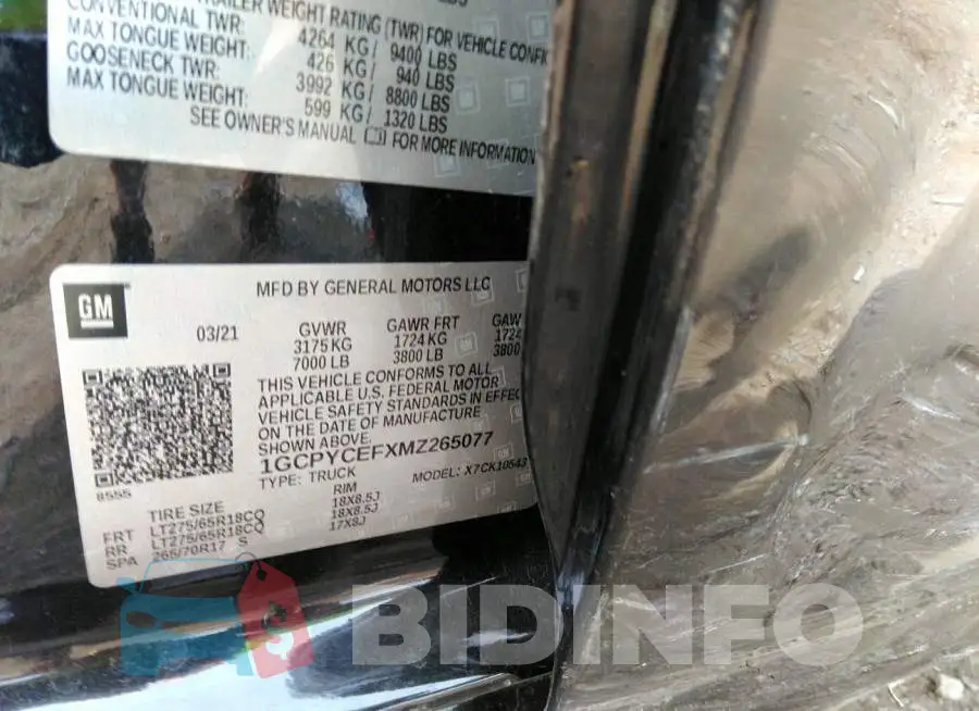 1GCPYCEFXMZ265077 Photo# 9