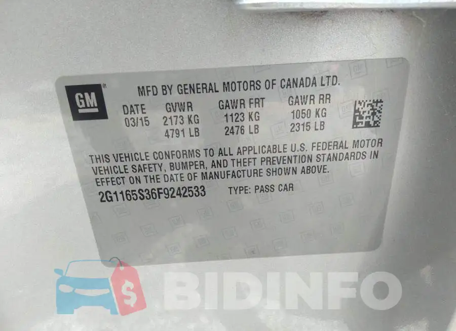 2G1165S36F9242533 Photo# 9