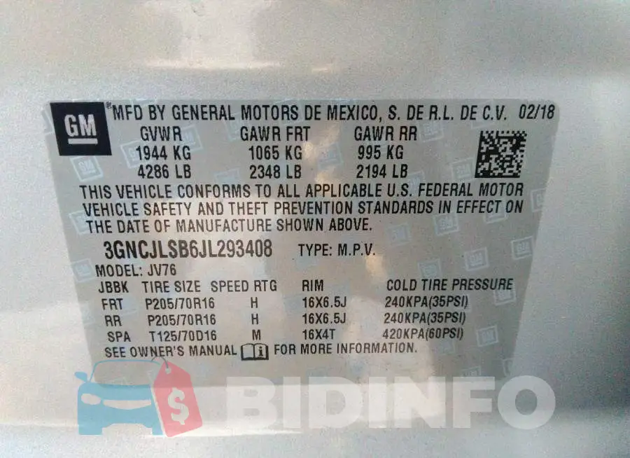 3GNCJLSB6JL293408 Photo# 9