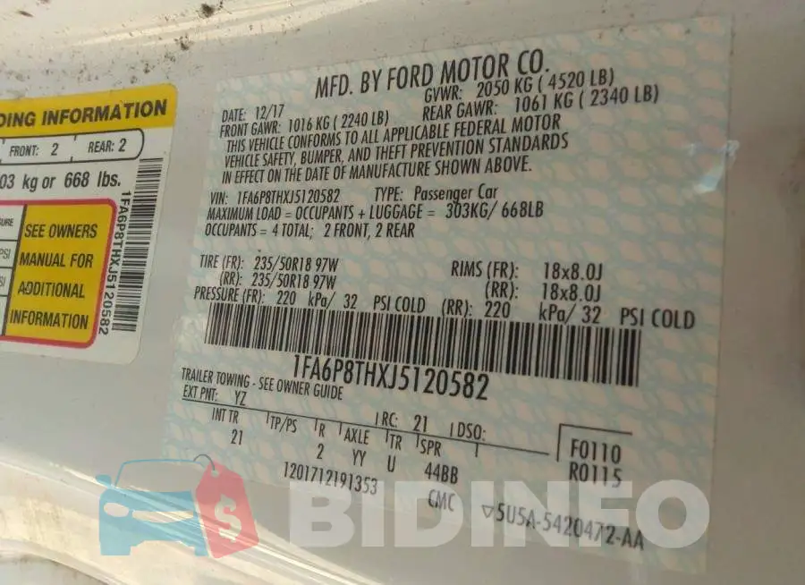 1FA6P8THXJ5120582 Photo# 9