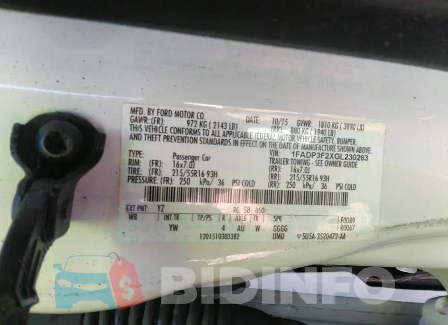 1FADP3F2XGL230263 Photo# 9