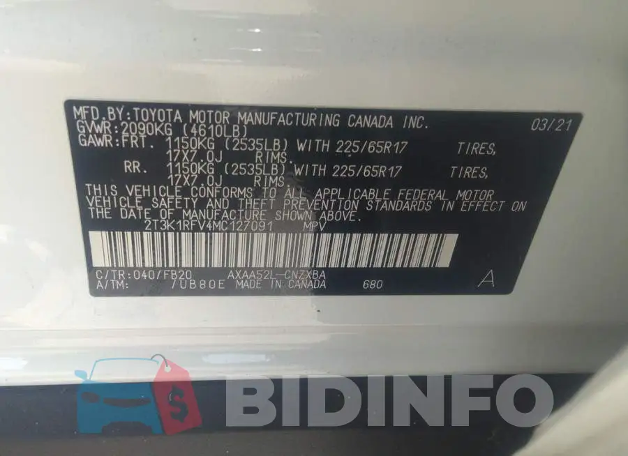 2T3K1RFV4MC127091 Photo# 9