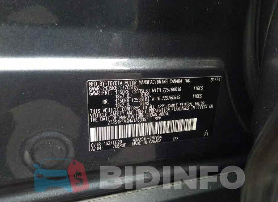 2T3S1RFV2MW176305 Photo# 9
