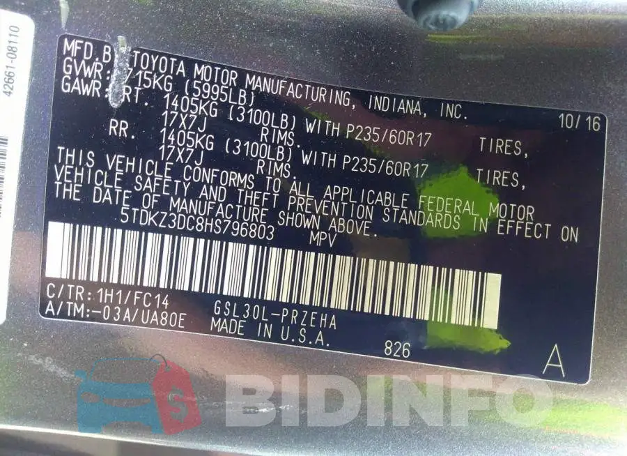 5TDKZ3DC8HS796803 Photo# 9