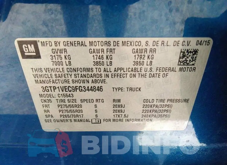 3GTP1VEC9FG344846 Photo# 9