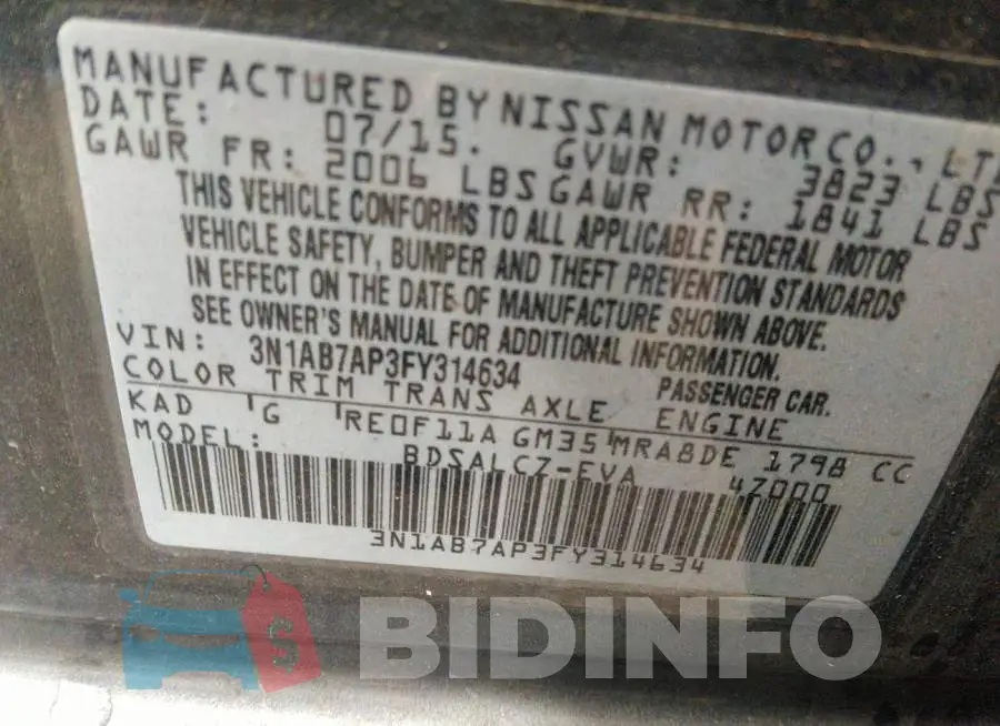 3N1AB7AP3FY314634 Photo# 9