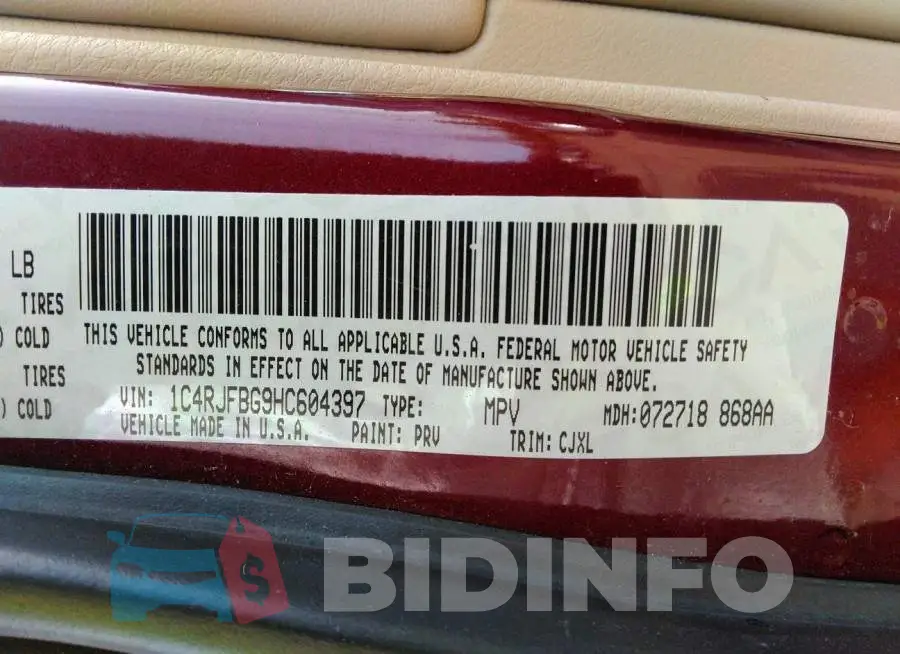 1C4RJFBG9HC604397 Photo# 9