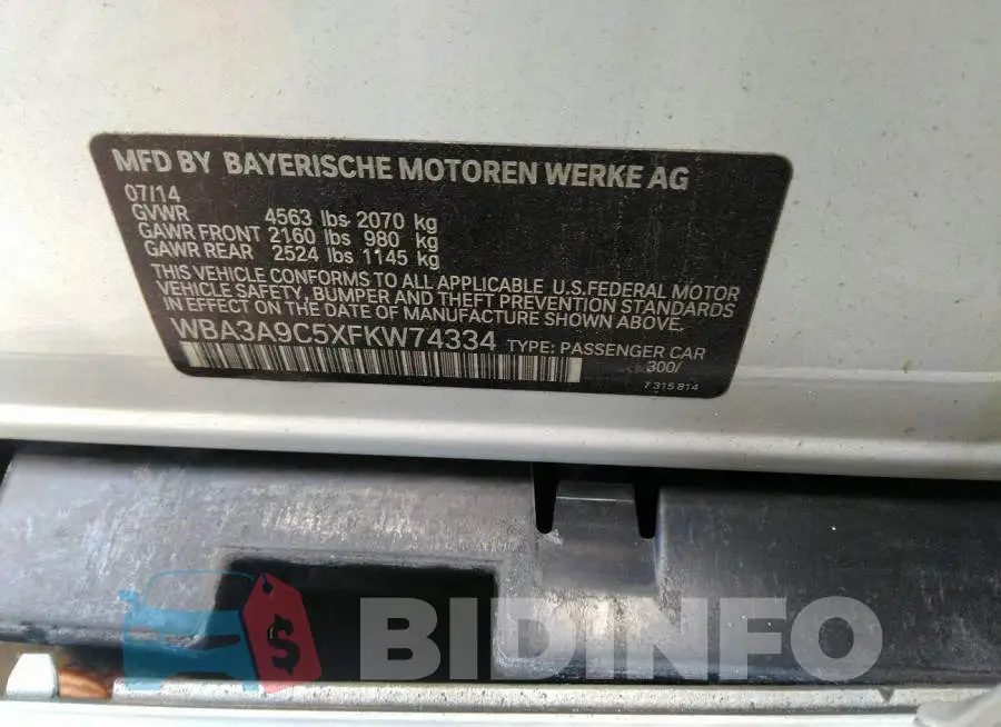 WBA3A9C5XFKW74334 Photo# 9