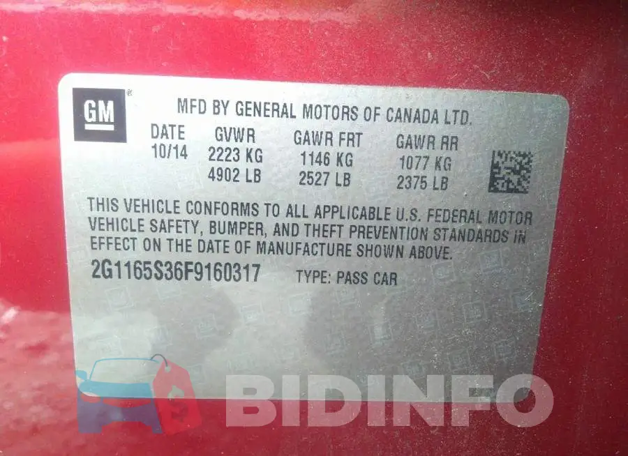 2G1165S36F9160317 Photo# 9