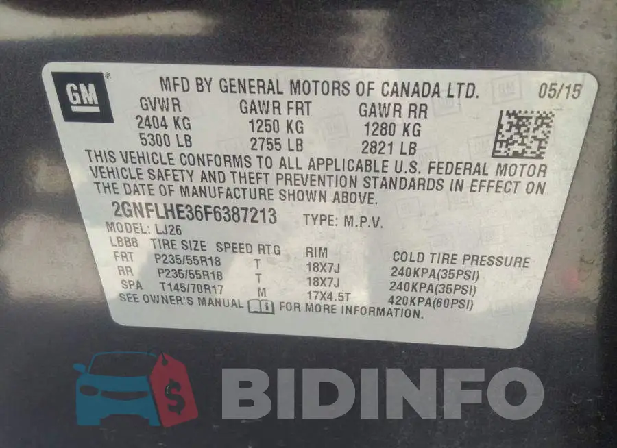 2GNFLHE36F6387213 Photo# 9