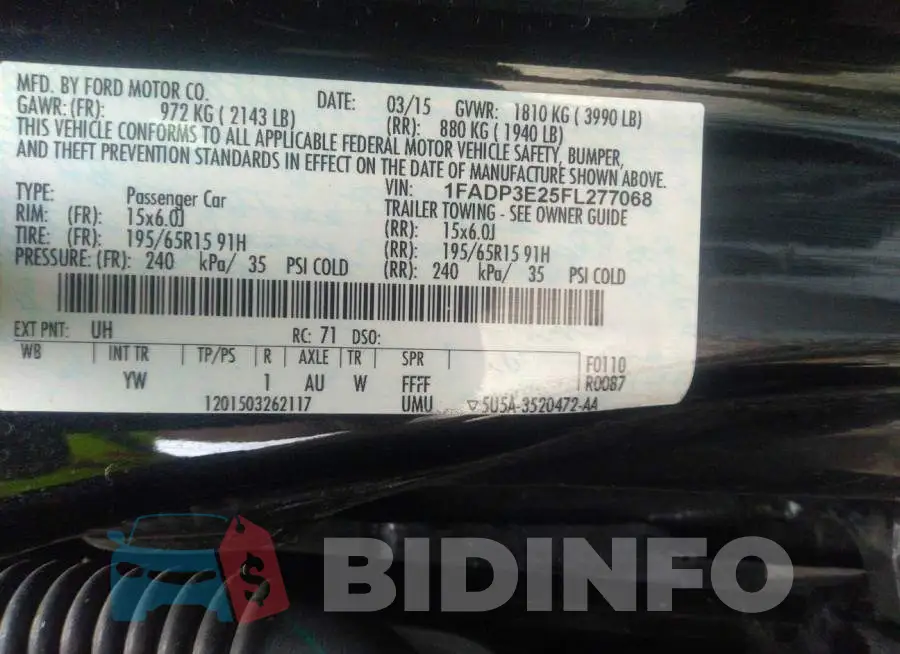 1FADP3E25FL277068 Photo# 9
