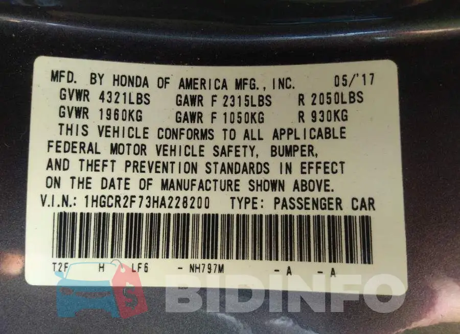 1HGCR2F73HA228200 Photo# 9