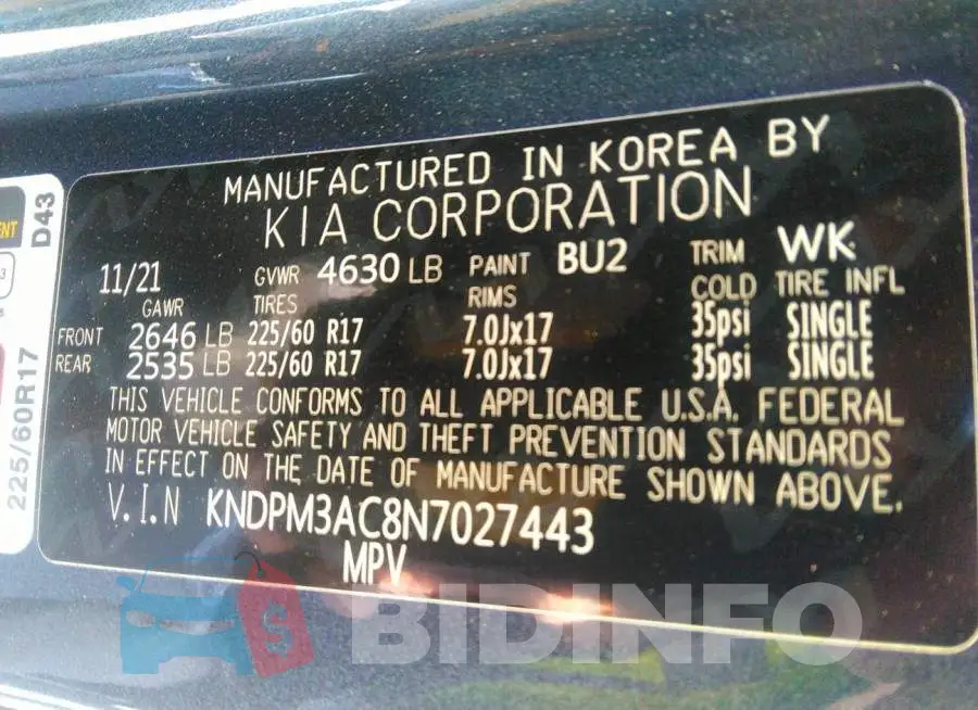 KNDPM3AC8N7027443 Photo# 9