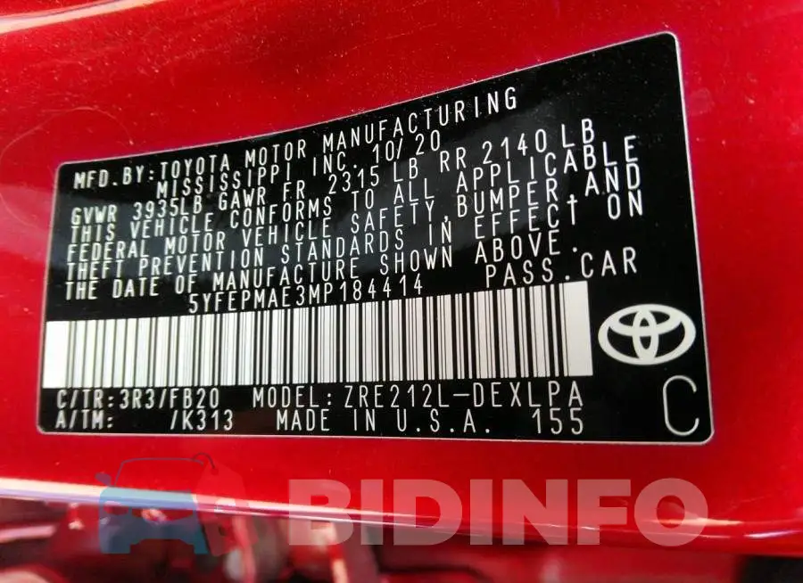 5YFEPMAE3MP184414 Photo# 9