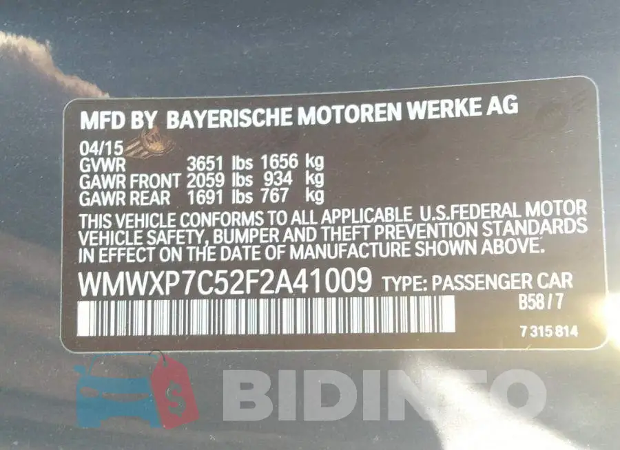 WMWXP7C52F2A41009 Photo# 9