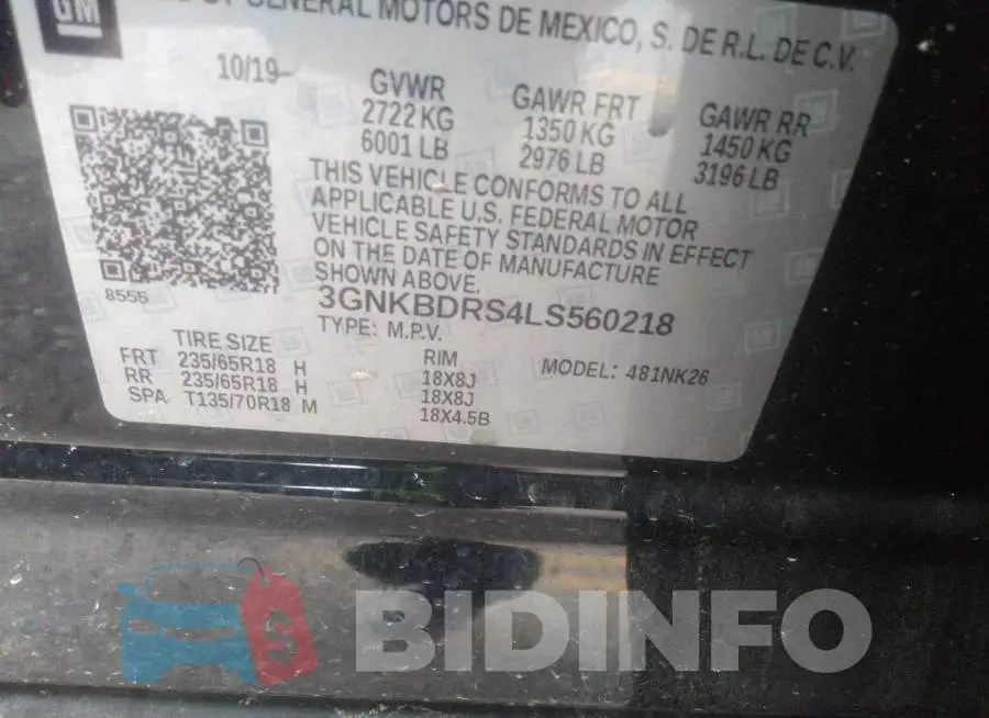 3GNKBDRS4LS560218 Photo# 9