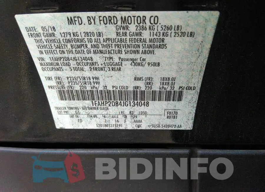 1FAHP2D84JG134048 Photo# 9