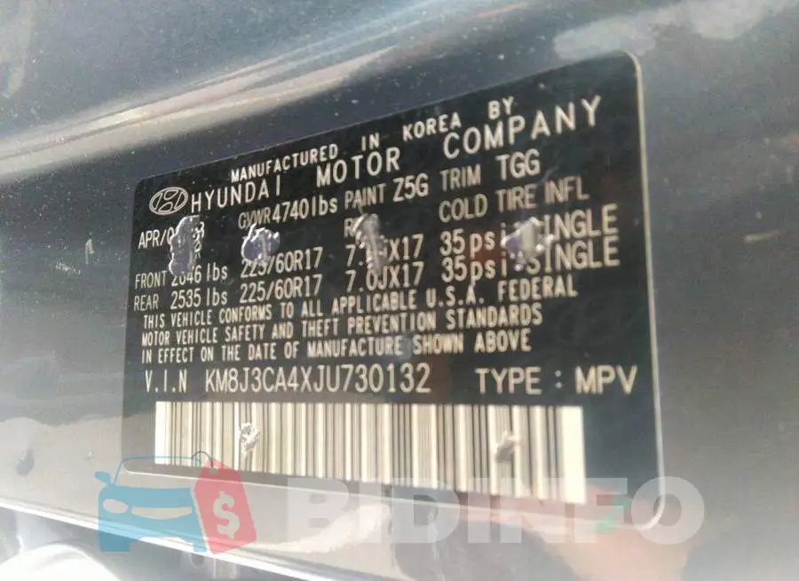KM8J3CA4XJU730132 Photo# 9