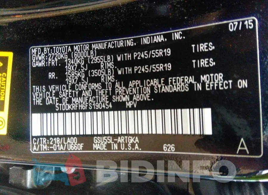 5TDDKRFH6FS190454 Photo# 9