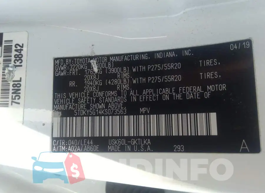 5TDKY5G14KS073563 Photo# 9