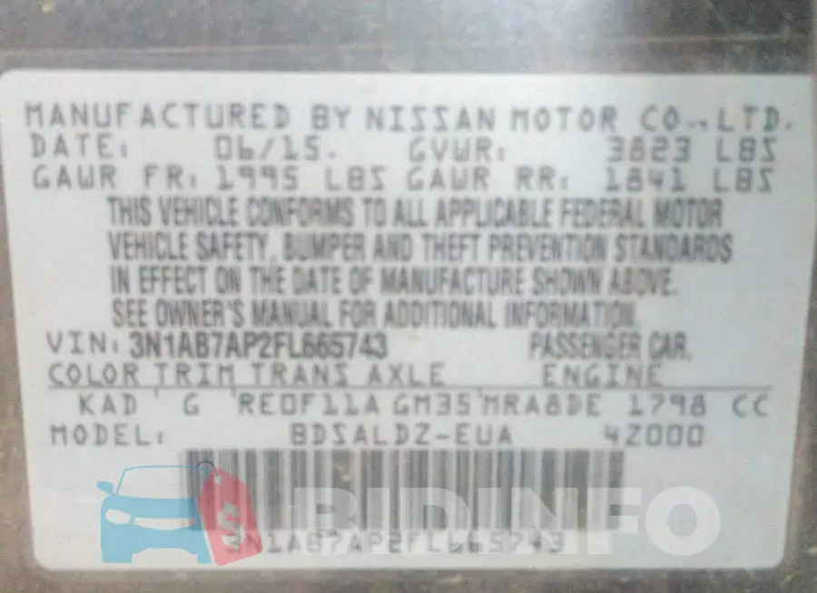 3N1AB7AP2FL665743 Photo# 9