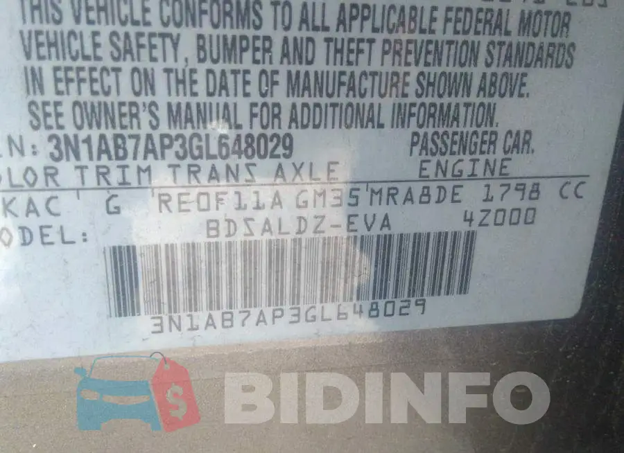 3N1AB7AP3GL648029 Photo# 9
