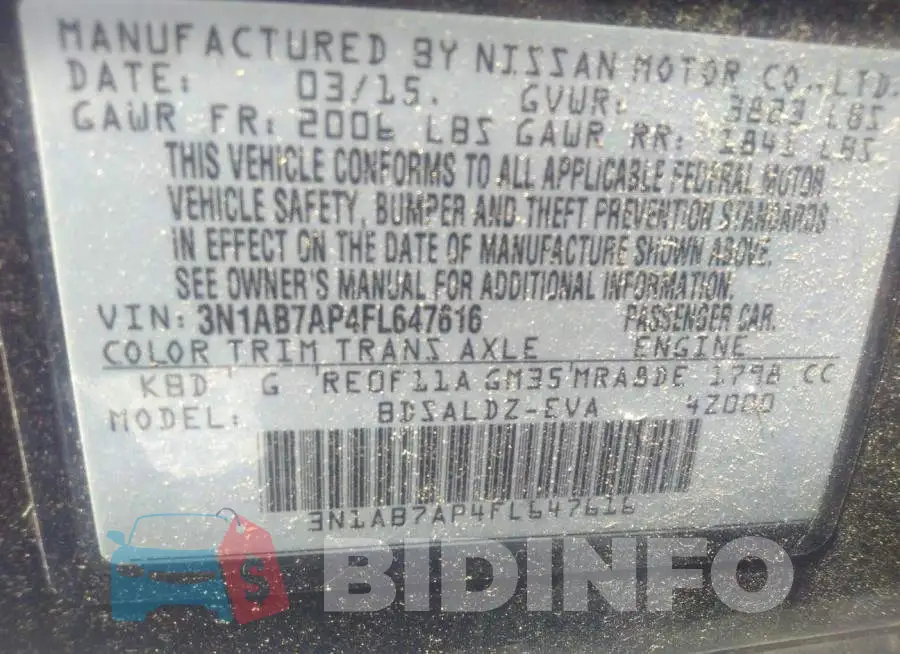 3N1AB7AP4FL647616 Photo# 9