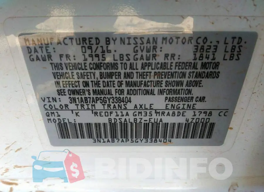3N1AB7AP5GY338404 Photo# 9