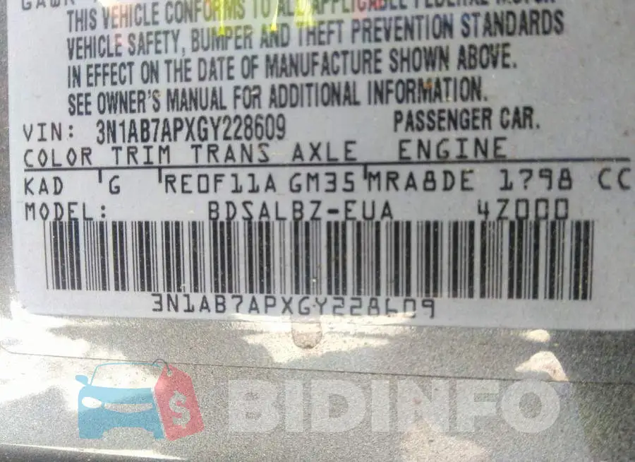 3N1AB7APXGY228609 Photo# 9