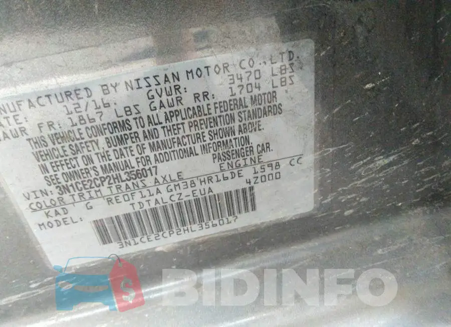 3N1CE2CP2HL356017 Photo# 9