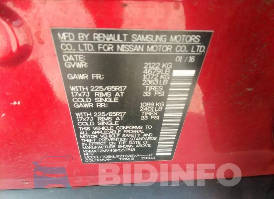 KNMAT2MV4GP657513 Photo# 9
