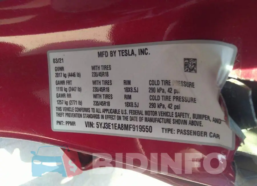 5YJ3E1EA8MF919550 Photo# 9