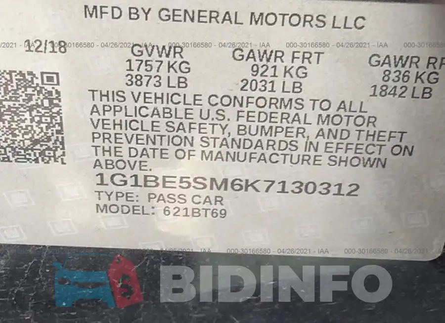 1G1BE5SM6K7130312 Photo# 9