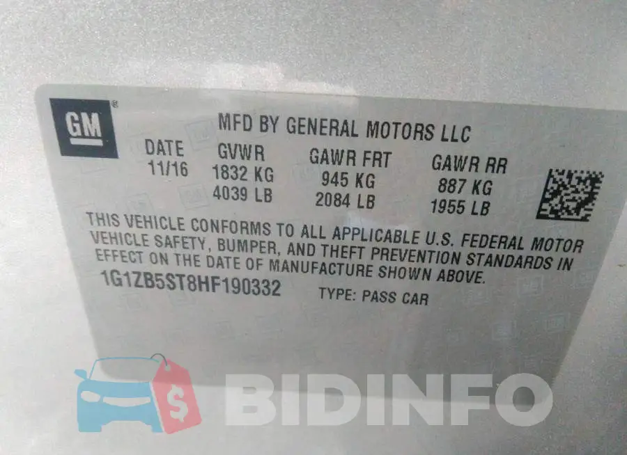 1G1ZB5ST8HF190332 Photo# 9